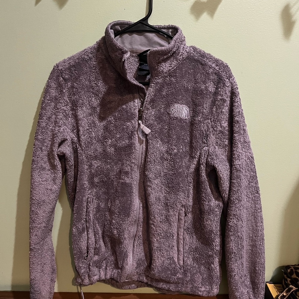 gray medium north face zip up